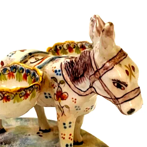 Polychrome Porcelain Group "Donkey In Salt And Pepper Shaker" 20th Century photo buy