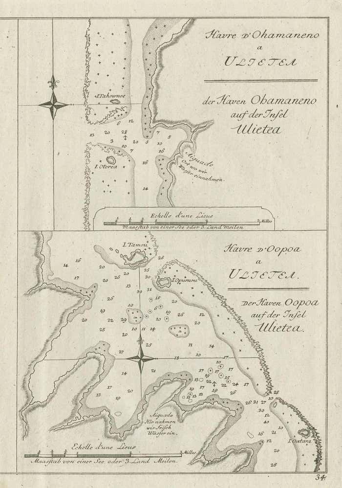 Antique Print Of Various Island In French Polynesia, Circa 1774 photo 265.0