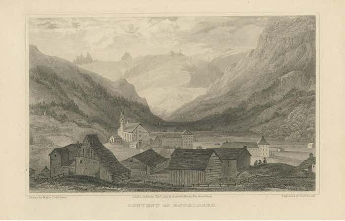 Antique Print Of The Convent Of Engelberg Switzerland photo for sale