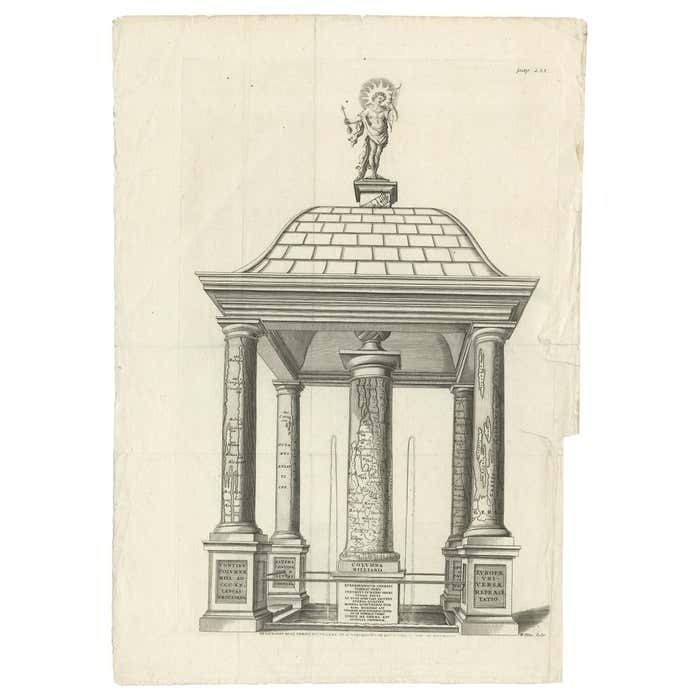 Antique Print Of The Columna Milliaria, C.1780