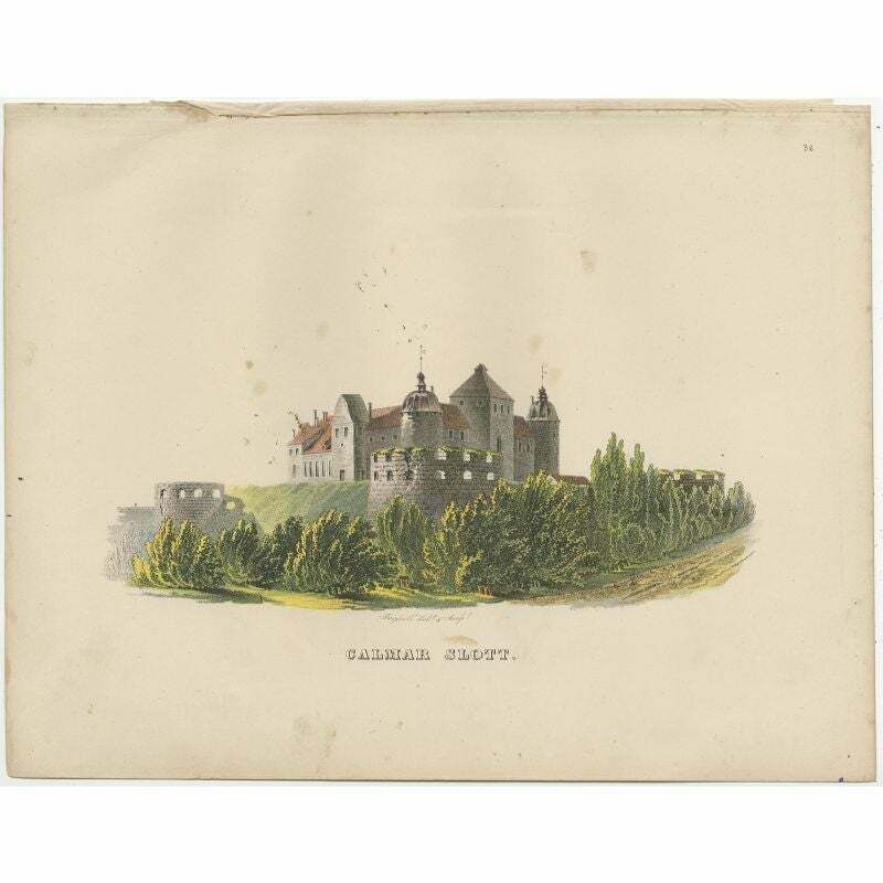Antique Print Of Kalmar Castle In Sweden, Circa 1864
