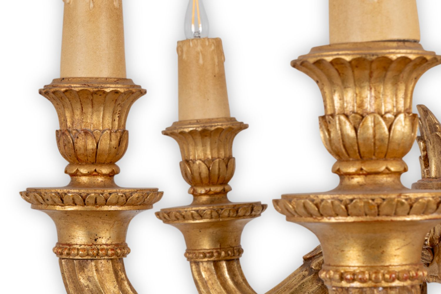 Dumez, Louis XVI Style Chandelier In Carved And Gilded Wood. 1950s. photo 5200.0