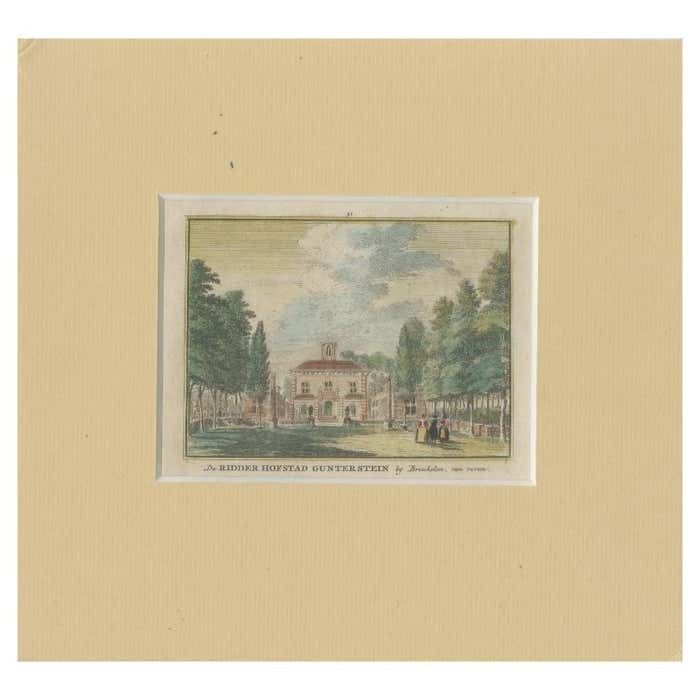 Antique Print Of Gunterstein Castle Near Breukelen In The Netherlands