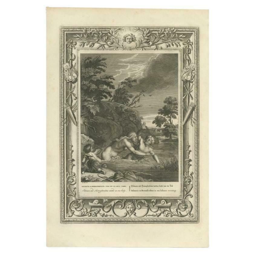 Antique Print Of Salmacis And Hermaphroditus By Picart, 1733