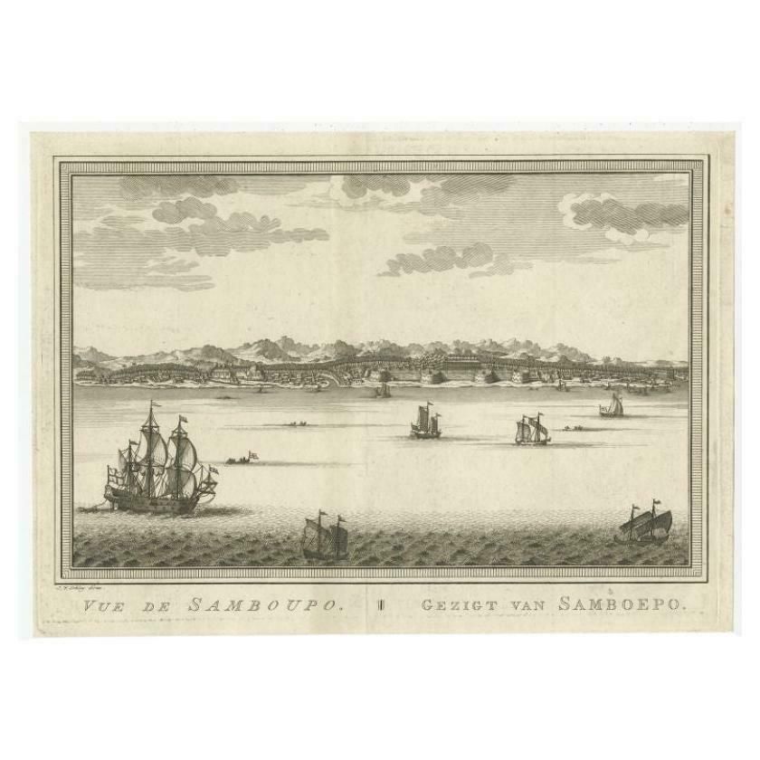 Antique Print Of Samboupo, Celebes Or Sulawesi In Indonesia, Circa 1750