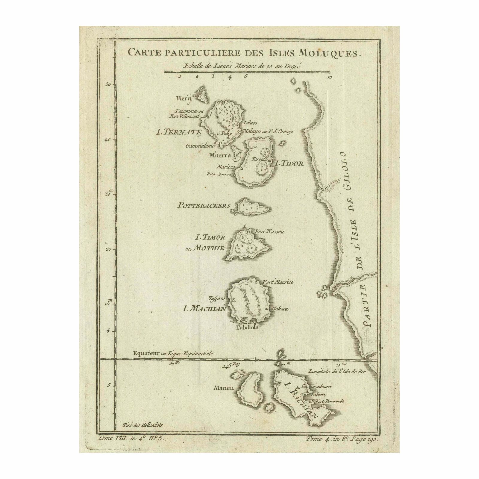 Original Antique Map Of The Maluku Islands Or Moluccas, Indonesia