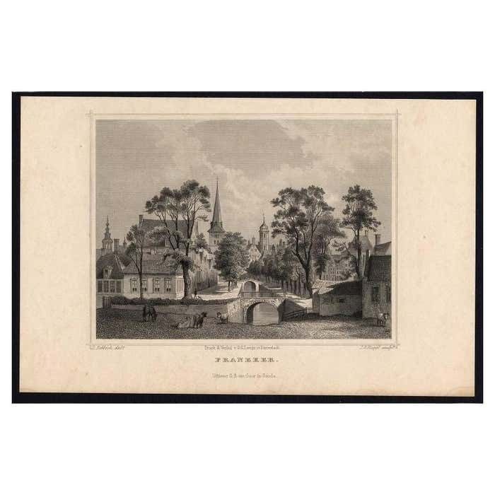 Antique Print Of Franeker City In Friesland The Netherlands Circa 1860'