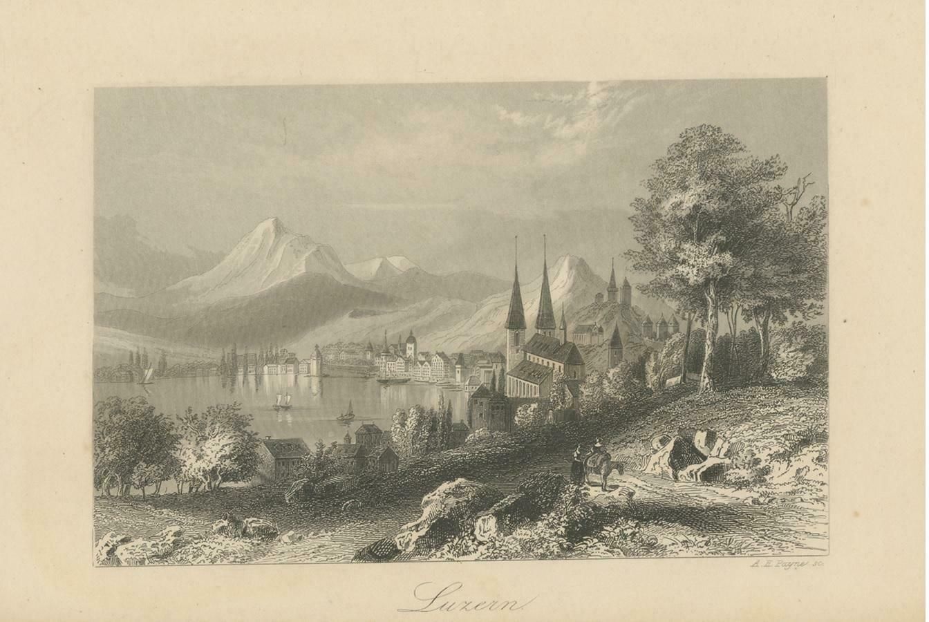 Antique Print Of The City Of Lucerne, Schwitzerland photo for sale