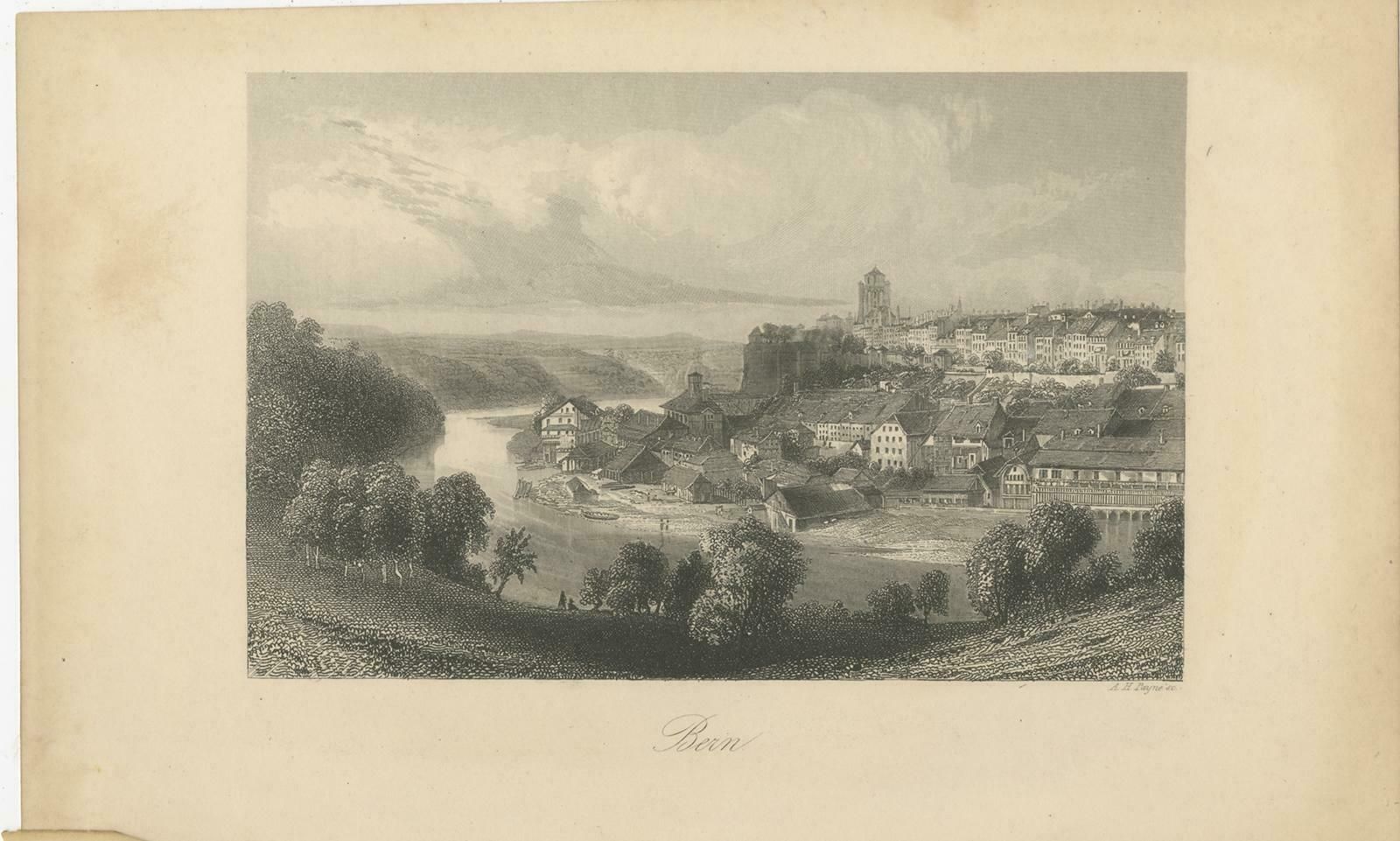 Antique Print Of The City Of Bern, Schwitzerland photo furniture