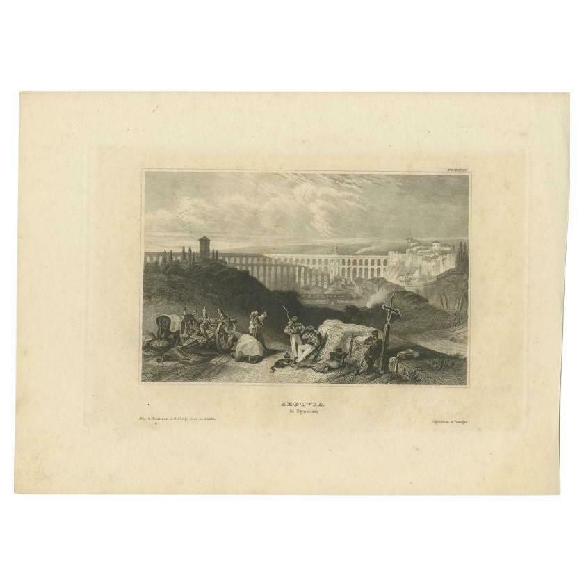 Antique Print Of Segovia In Spain, 1838 photo furniture