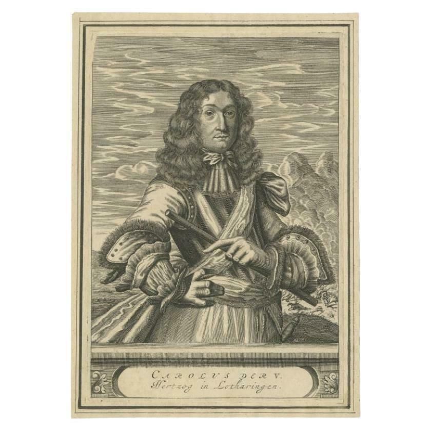Antique Portrait Of Charles V, Duke Of Lorraine, C.1670