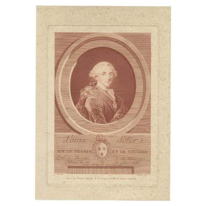 Antique Portrait Of Louis XVI, King Of France, By Duponchel, Circa 1790