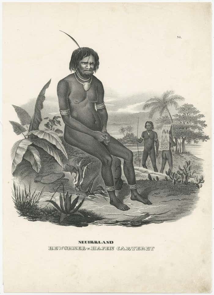 Antique Print Of A Native Of The Bismarck Archipelago, Port Of Carteret photo furniture