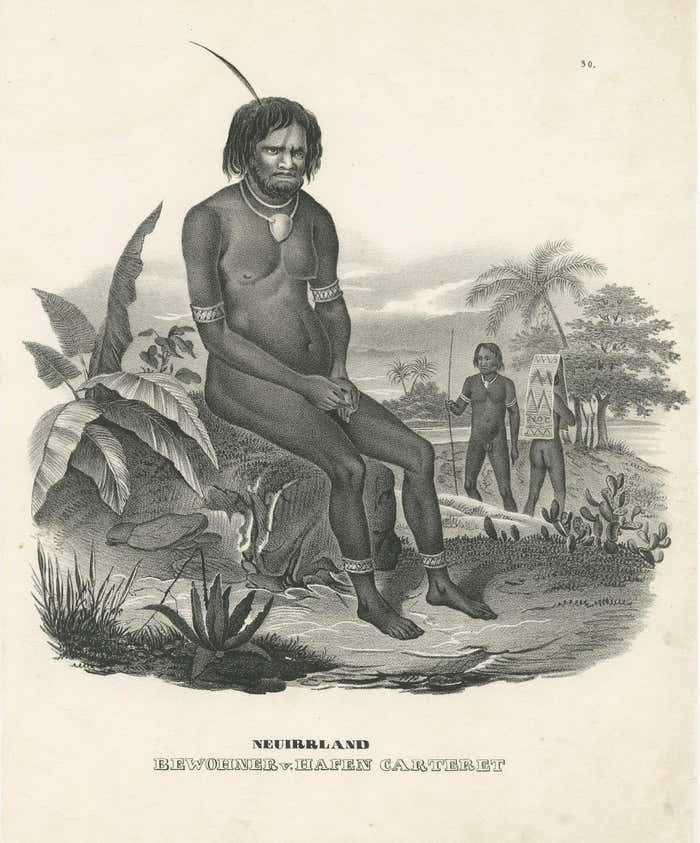 Antique Print Of A Native Of The Bismarck Archipelago, Port Of Carteret photo for sale