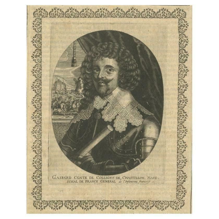 Antique Portrait Of Gaspard III De Coligny, C.1643
