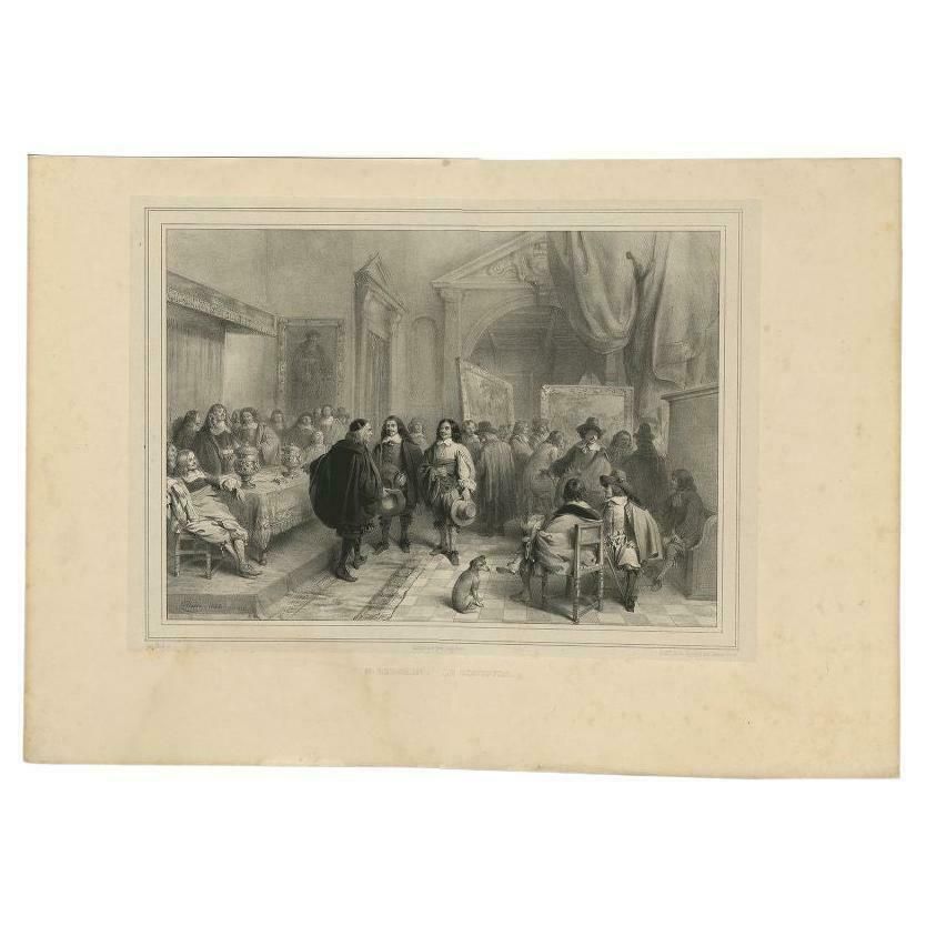 Antique Print Of N. Berghem And The Competition, Circa 1842
