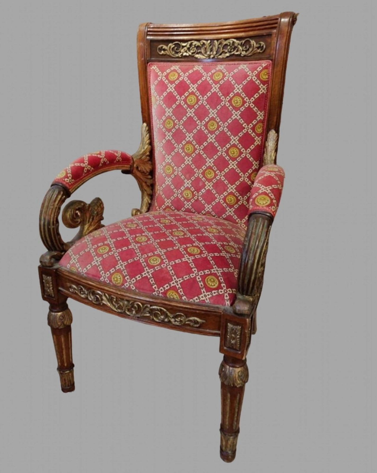 An Attractive 19th C  Gothic Revival  Mahogany Open Armchair  In Pugin Style