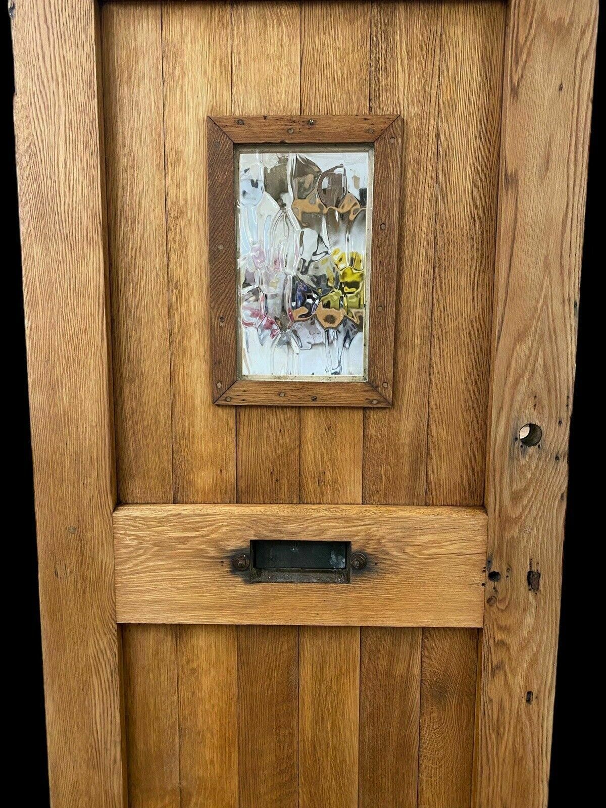 photo for sale Solid Oak Front Door Old Period Antique Reclaimed Hardwood Brass Letterbox Pull
