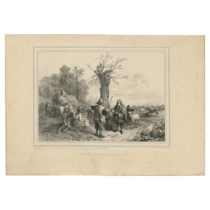 Antique Print Of Paulus Potter Near The Hague, 1842