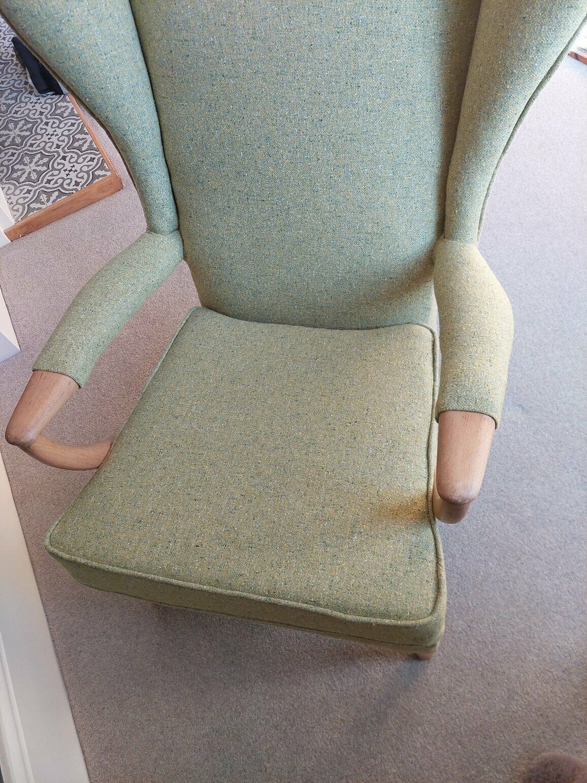 Rare Parker Knoll 757 Armchair Re Upholstered With Green Tweed Wool Mid Century photo furniture
