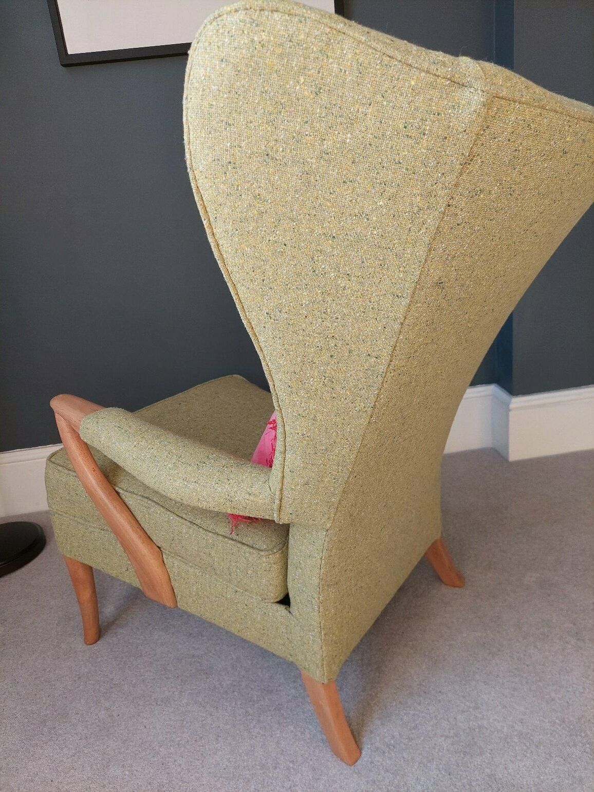 Rare Parker Knoll 757 Armchair Re Upholstered With Green Tweed Wool Mid Century photo Furniture