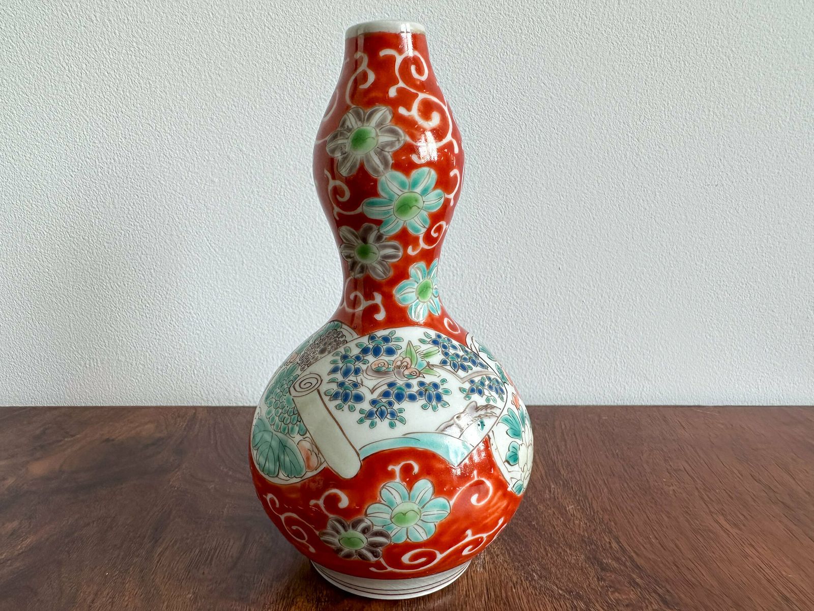Rare Antique Japanese Kutani Porcelain Double Gourd Vase, 6.5" High, Japanese Vasе, Oriental Vase, Arita Japanese Vase photo vinterior