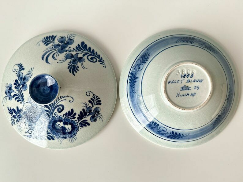 Vintage Delft Blue Hand Painted Box 6.1" Diameter, Pzh  Plateelbakkerij Zuid Holland, Vintage Delftware, Trinket Box, Delft Jewelry Box photo buy