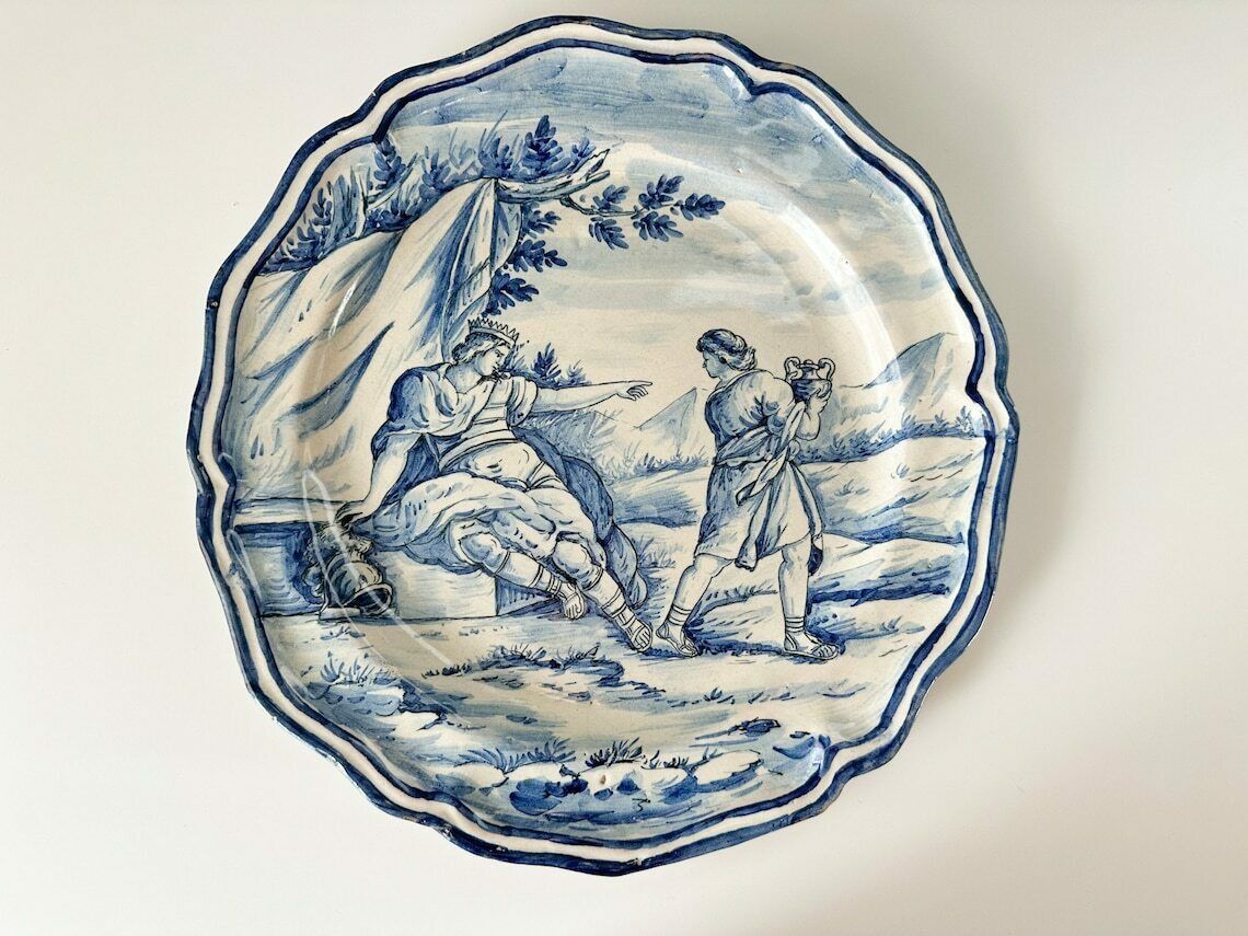 photo for sale Rare Antique Savona Italian Faience Plate, Hand Painted Majolica