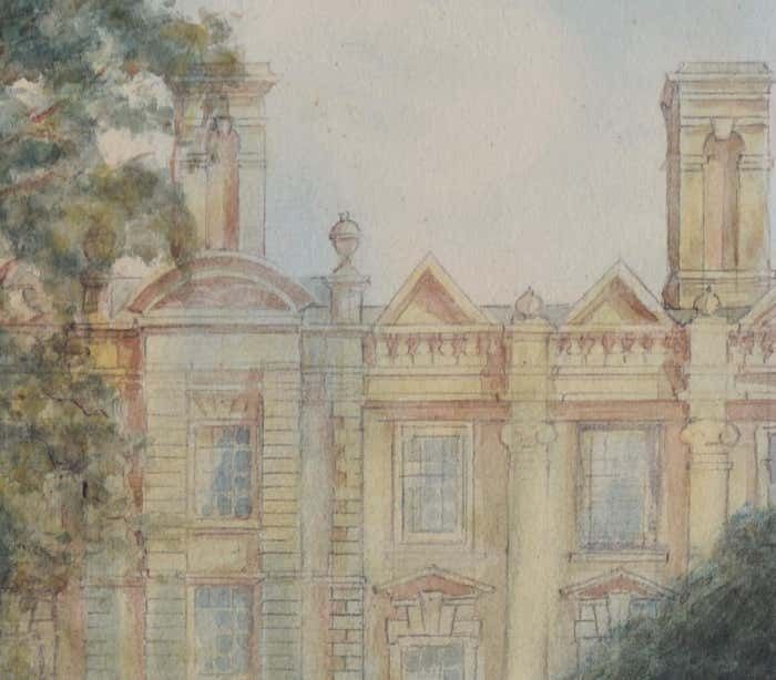 Clare College, Cambridge Watercolour By Alfred Allan photo for sale