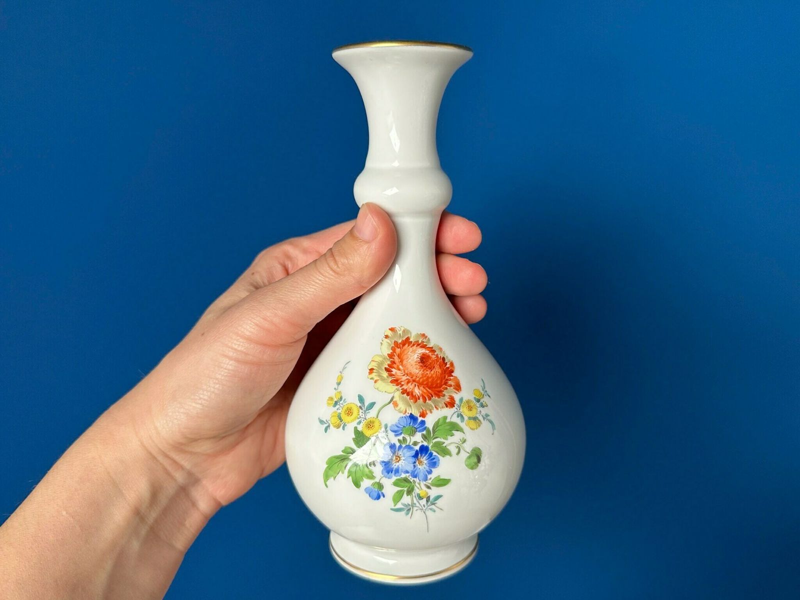 Antique Meissen Vase, Hand Painted Porcelain Vase With Floral Motif, Meissen Porcelain, Lovely Gift photo vintage