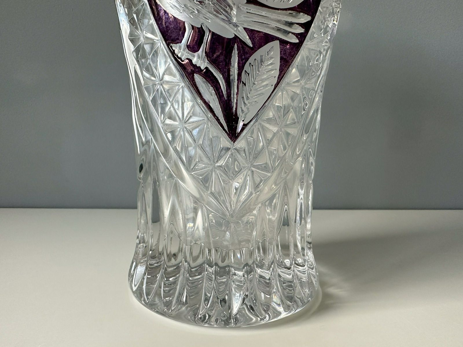Vintage Flower Vase Birds Collection, The Ruby By Hofbauer, German Lead Glass Vase photo Home Decor