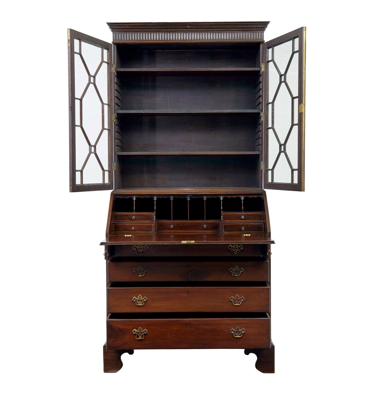 Early 19th Century Mahogany Astral Glazed Bureau Bookcase photo vintage