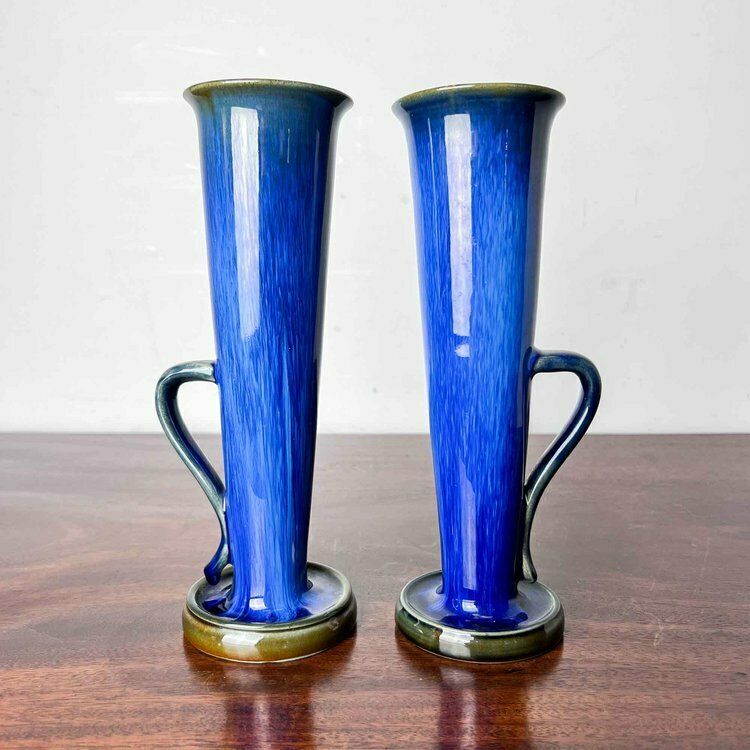 Pair Of Bourne Denby Danesby Ware Tall Vases With Handles