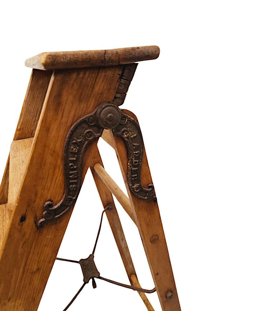 A Very Fine And Unusual 19th Century Pine Step Ladder Or Library Steps photo for sale