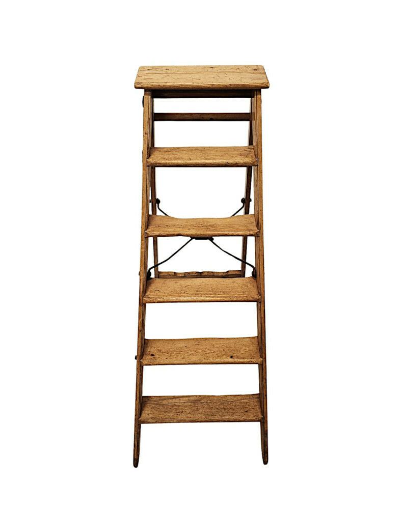 A Very Fine And Unusual 19th Century Pine Step Ladder Or Library Steps photo Home Decor