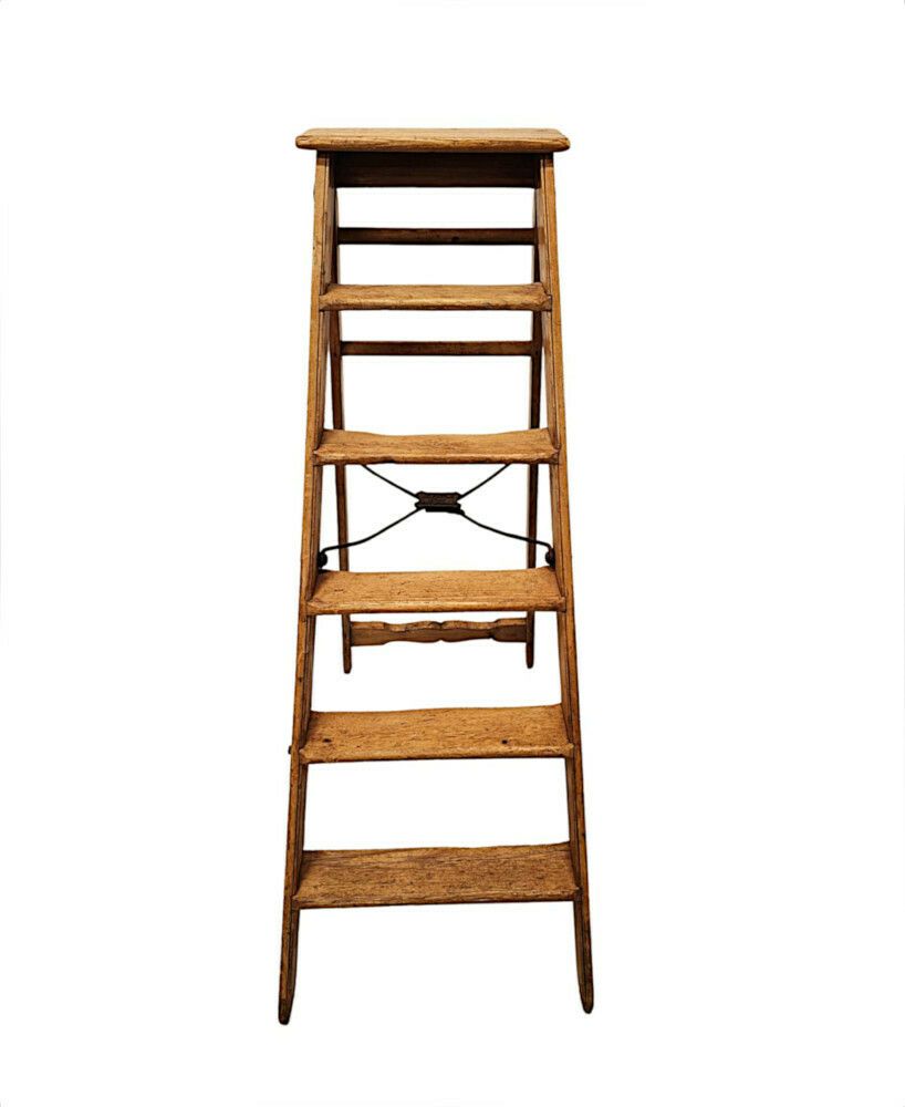A Very Fine And Unusual 19th Century Pine Step Ladder Or Library Steps photo 649.0974