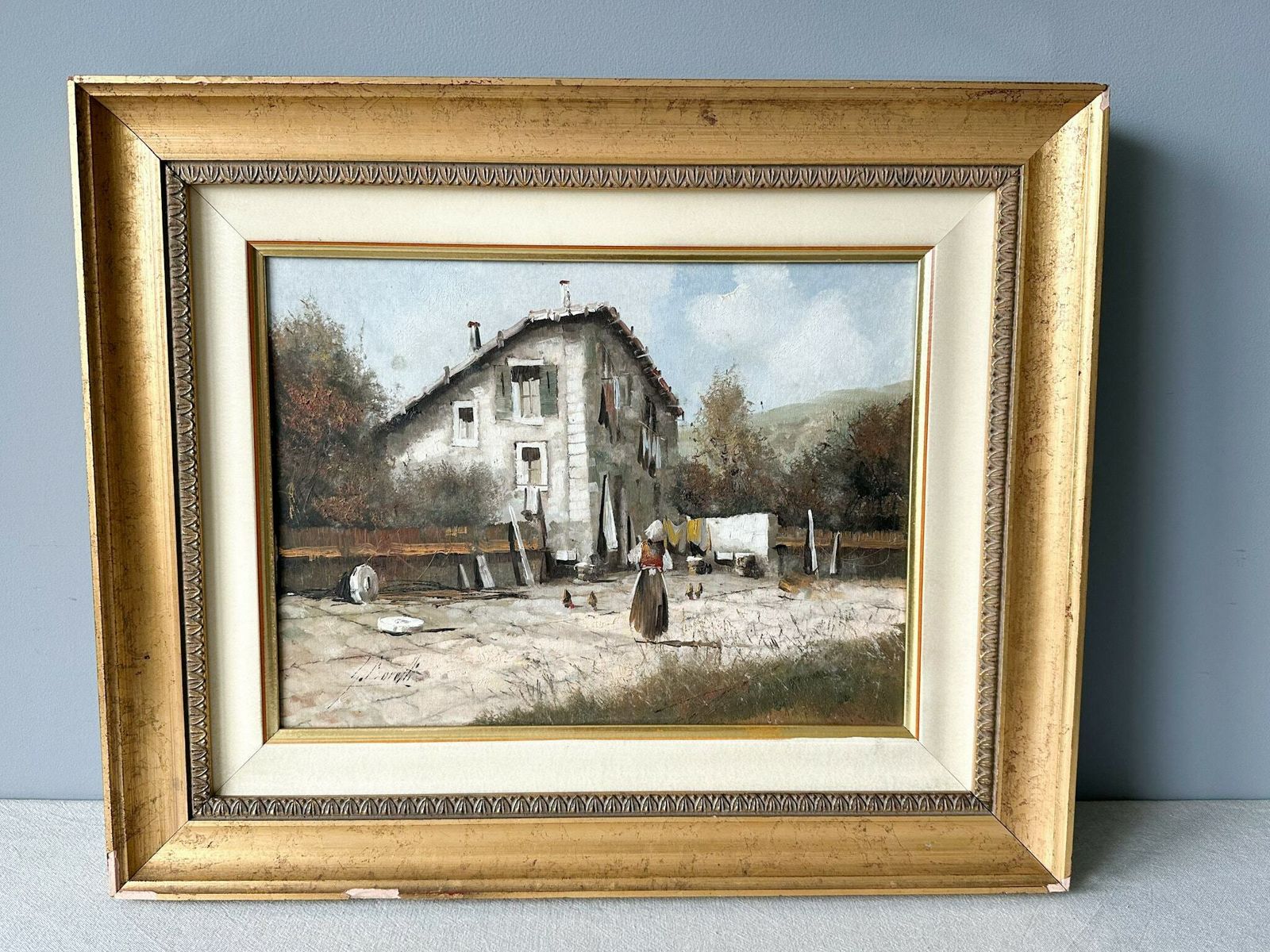 Vintage Original Oil Painting By Guido Borelli, Italian School