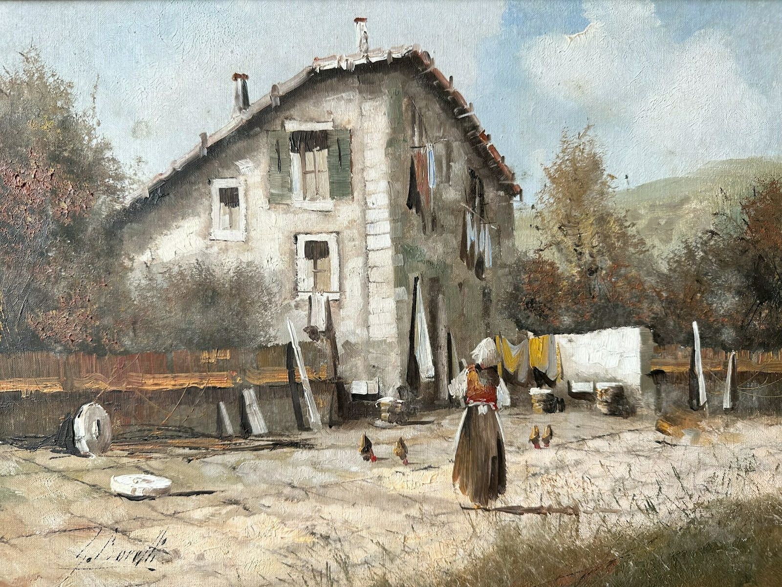 Vintage Original Oil Painting By Guido Borelli, Italian School photo vinterior