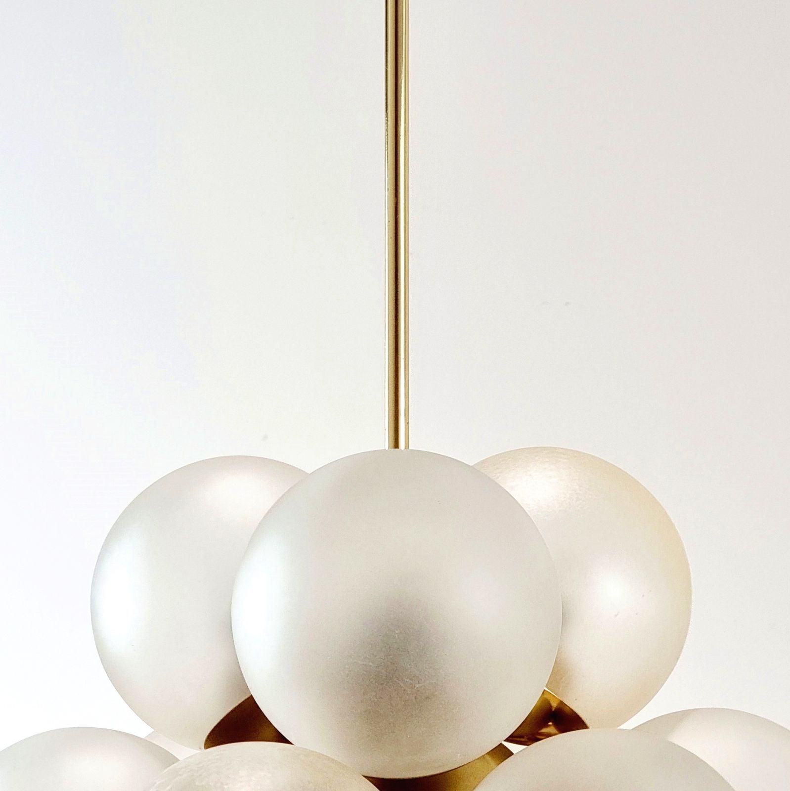 Space Age Sputnik Brass & Glass Globes Chandelier From Kaiser Leuchten, Germany, 1960s photo vintage