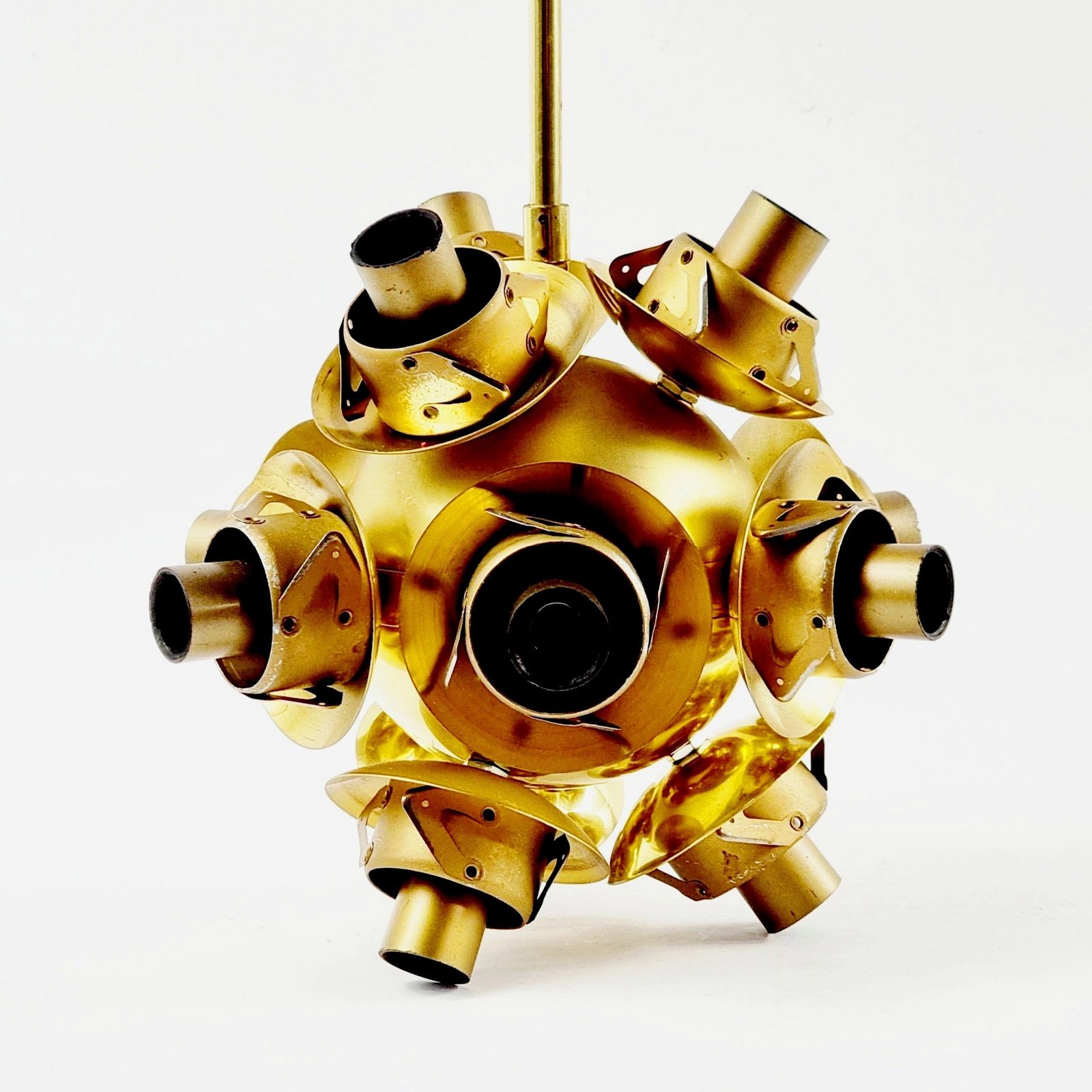 photo for sale Space Age Sputnik Messing & Glazen Bollen Kroonluchter Van Kaiser Leuchten, Duitsland, Jaren 1960
