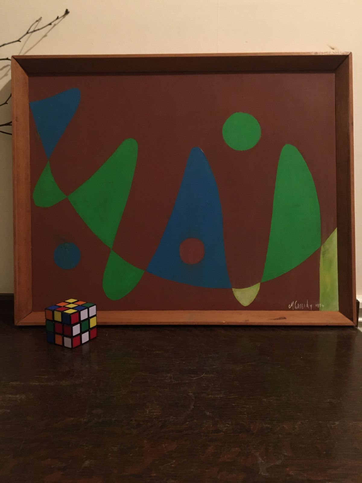 photo furniture Vintage Original Abstract Painting On Panel Signed 1984 Oil/Acrylic Modernist