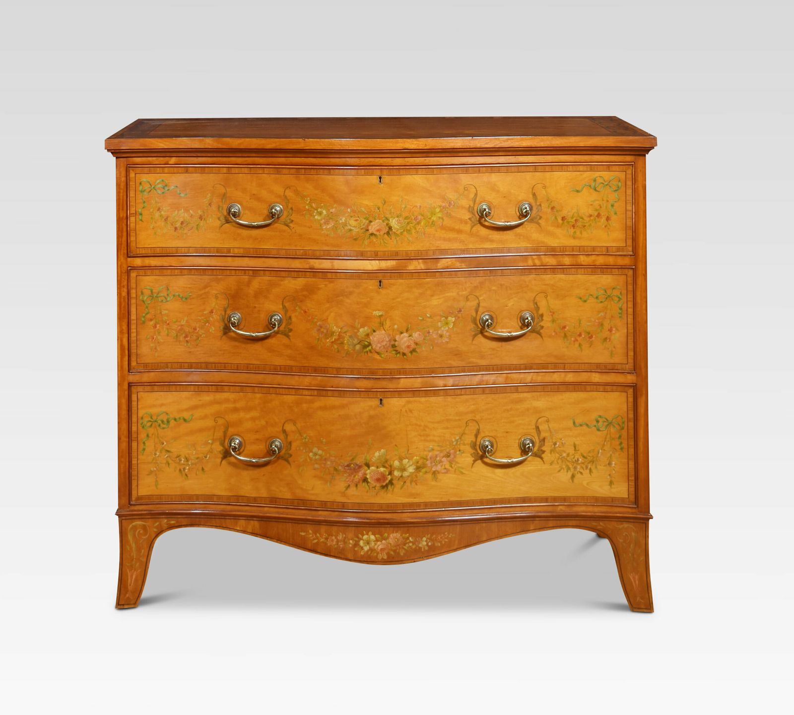 Painted Satinwood Serpentine Chest Of Drawers