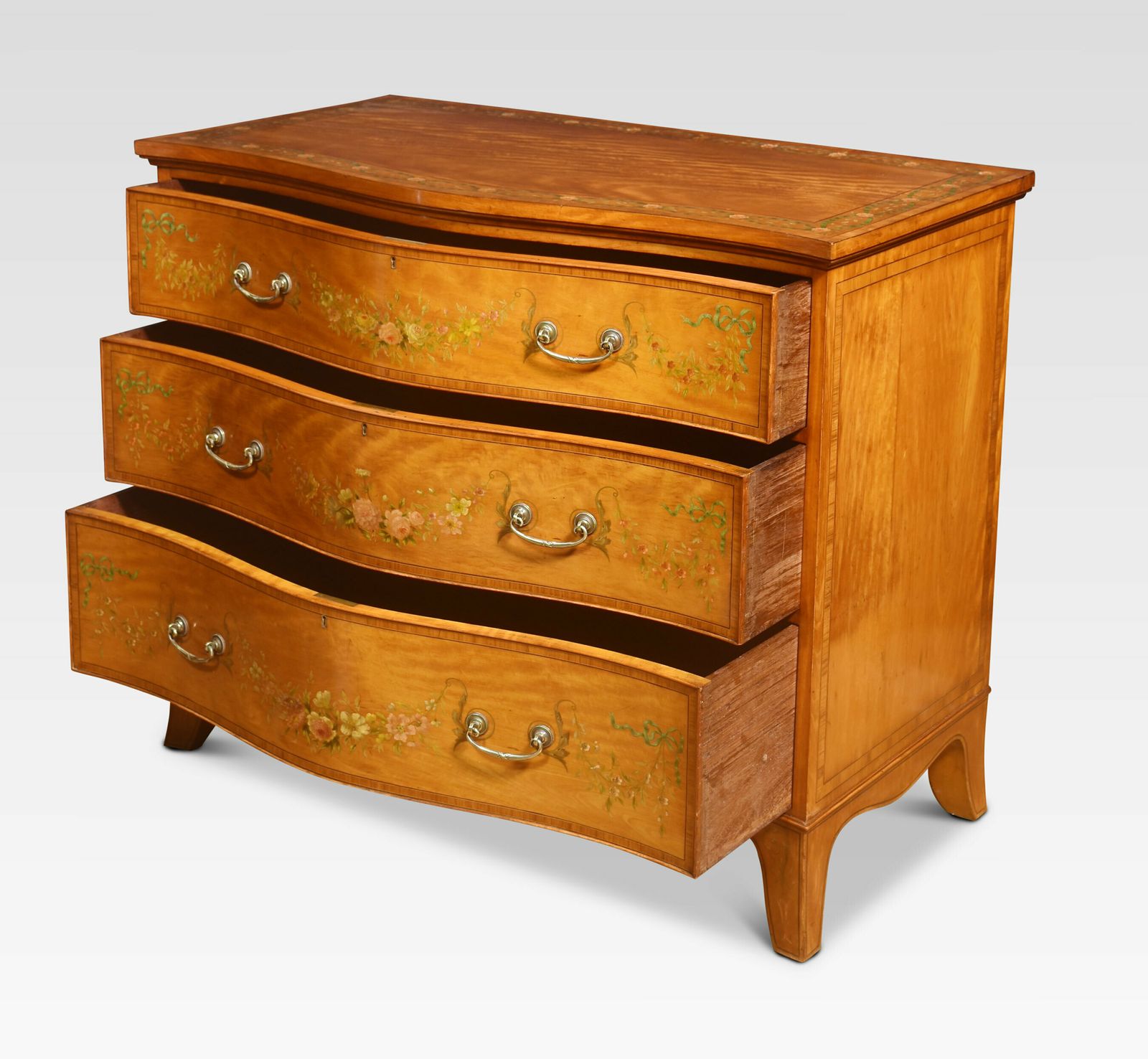 Painted Satinwood Serpentine Chest Of Drawers photo furniture