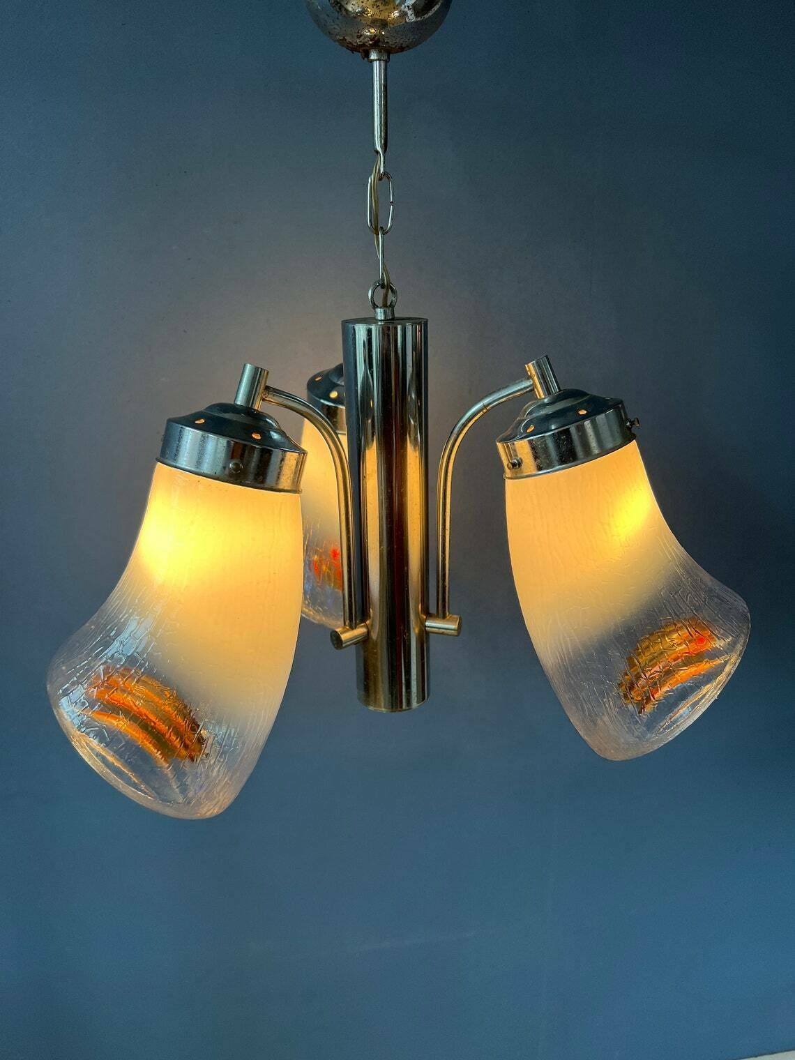 70s Mid Century Mazzega Murano Glass Chandelier Lamp photo furniture