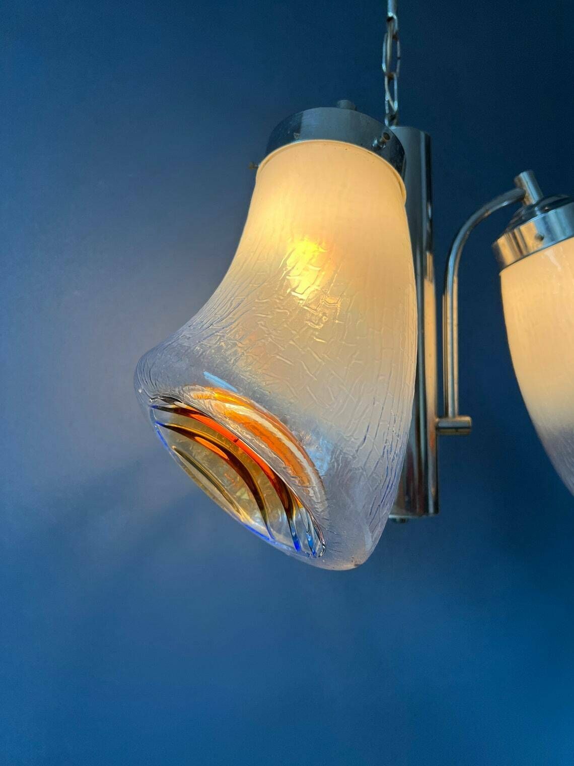 70s Mid Century Mazzega Murano Glass Chandelier Lamp photo Lighting