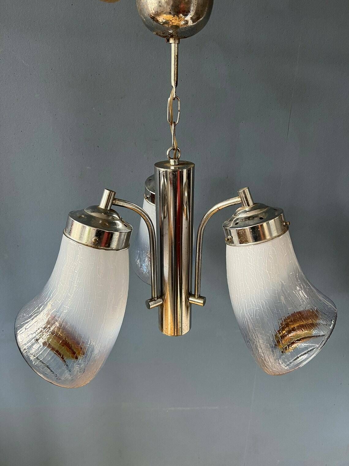 70s Mid Century Mazzega Murano Glass Chandelier Lamp photo 448.0