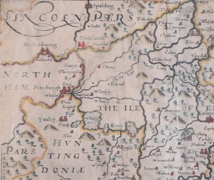 Cambridgeshire Map 17th Century Engraving By Kip After Saxton 1637 photo furniture