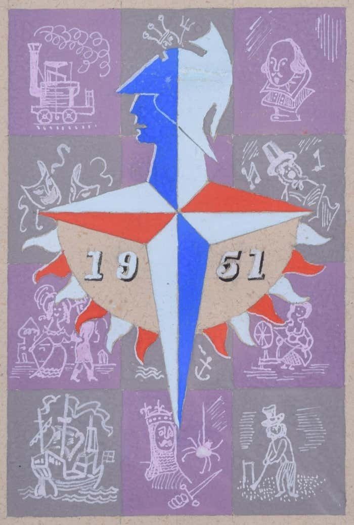 Festival Of Britain Logo 1951 Gouache By Peter J Wright After Abram Games 1951