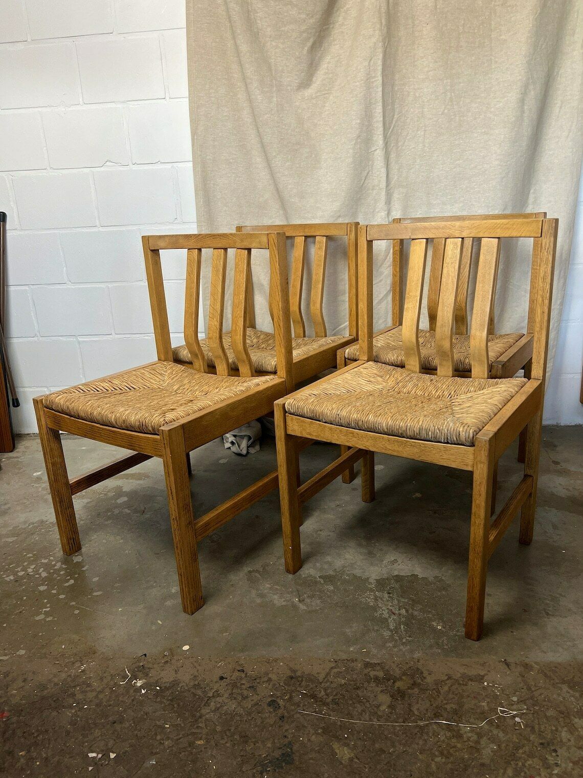 Vintage Dining Room Chairs With Wicker Seat photo for sale