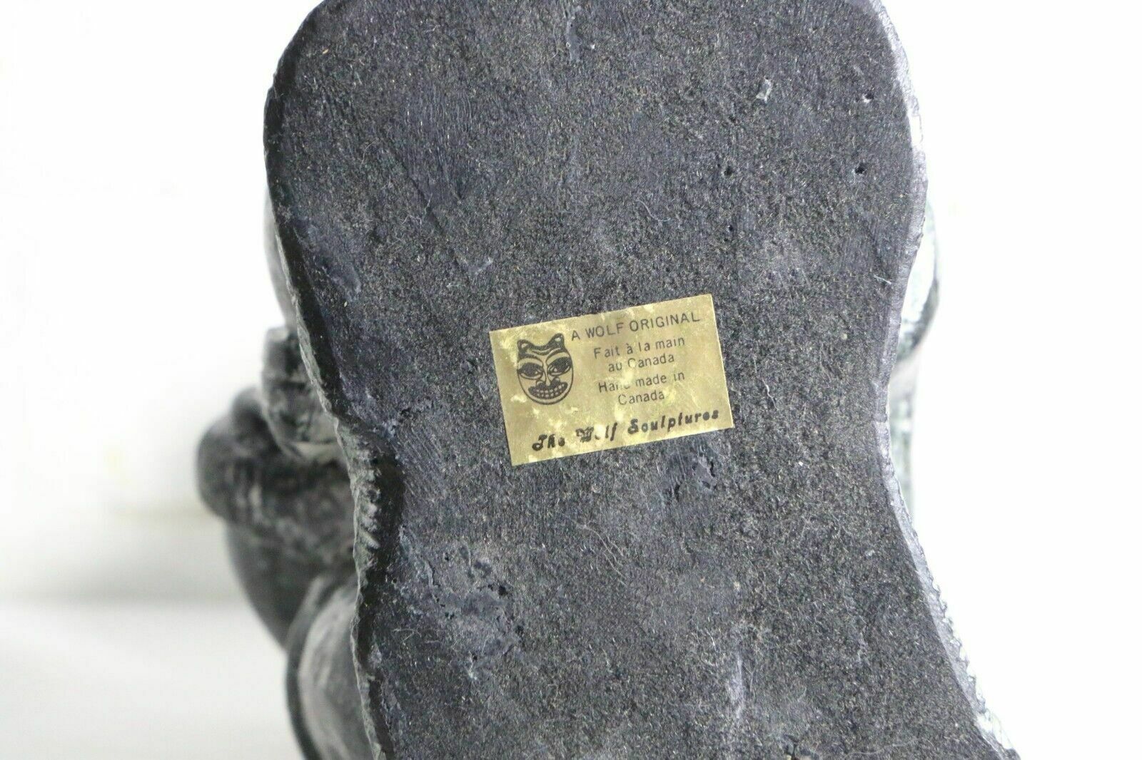 photo for sale Genuine Eskimo Inuit Wolf Original Folk Art Sculpture Stone Carving Seal Hunter